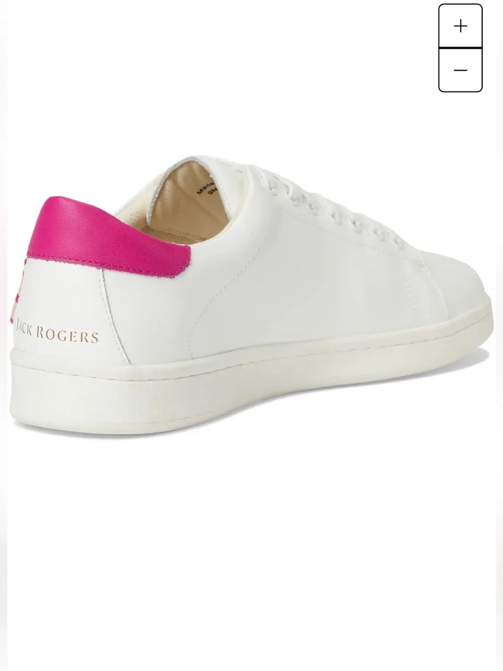 Jack Rogers Marina White Sneakers with Pink Heel Collar Size 7.5 NEW